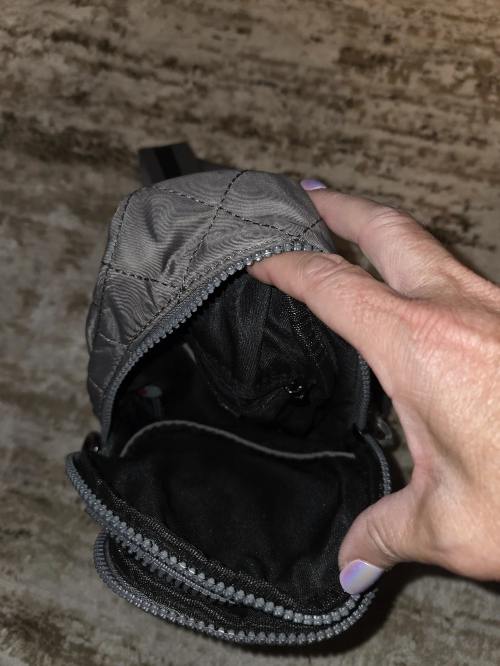 Quilted Crossbody Phone Bag - Gray